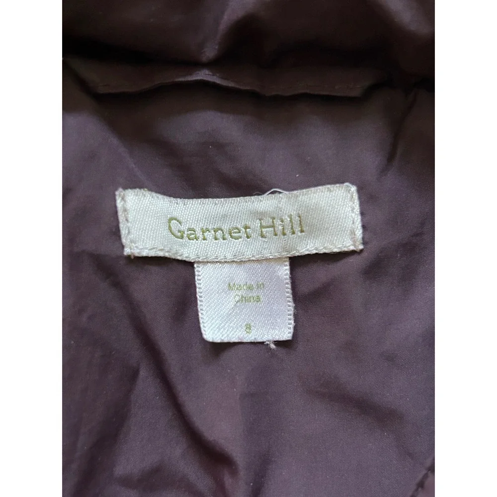 Garnet Hill Quilted Puffer Coat Burgundy Full Zip Stand Collar Women's Size 8 - Picture 4 of 8